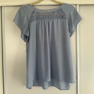 Anthropologie Maeve Light Blue Lace Detail Top